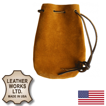 US Made Leather SUEDE Drawstring Marble Pouch (MB2)