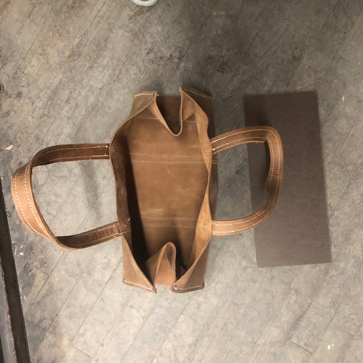 16" Open Top All Leather US Made Tote Bag