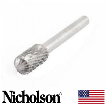 Nicholson hand cut high speed rotary file 3/8" Cylinder Radius End (50639)