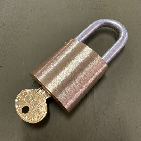 Wilson Bohannan Brass Padlock 1 1/2" Hardened Stainless Steel Shackle Clearance x 5/16" Diameter (X45)
