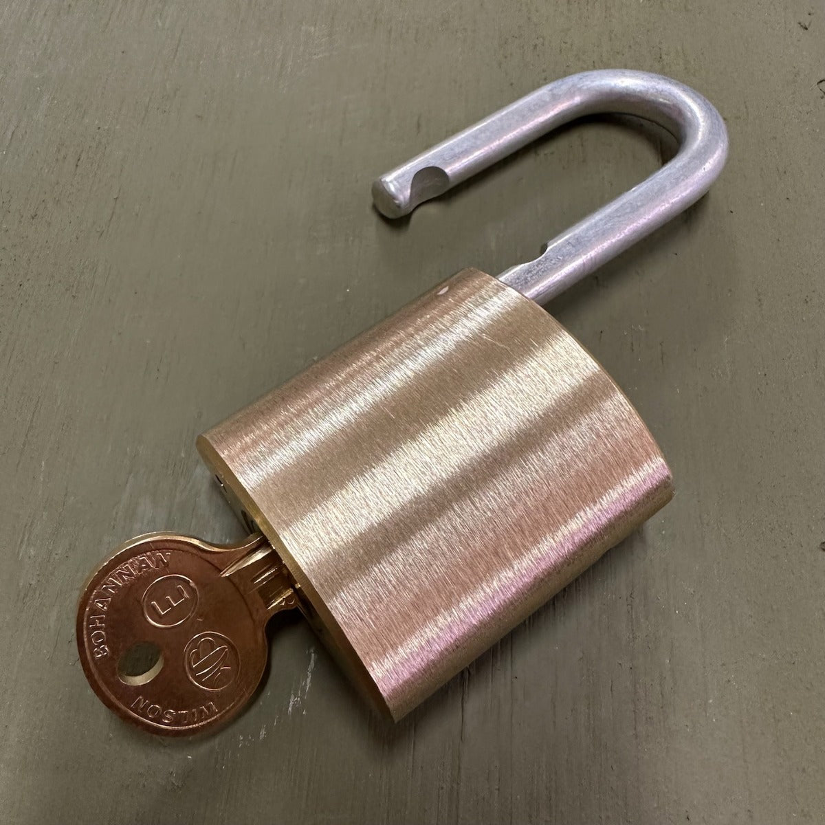 Wilson Bohannan Brass Padlock 1 1/2" Hardened Stainless Steel Shackle Clearance x 5/16" Diameter (X45)