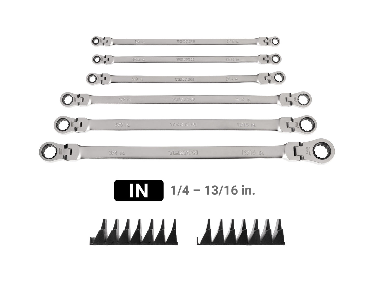 Tekton Long Flex Head Ratcheting Box End Wrench Set (1/4-13/16 in.) WRB96300