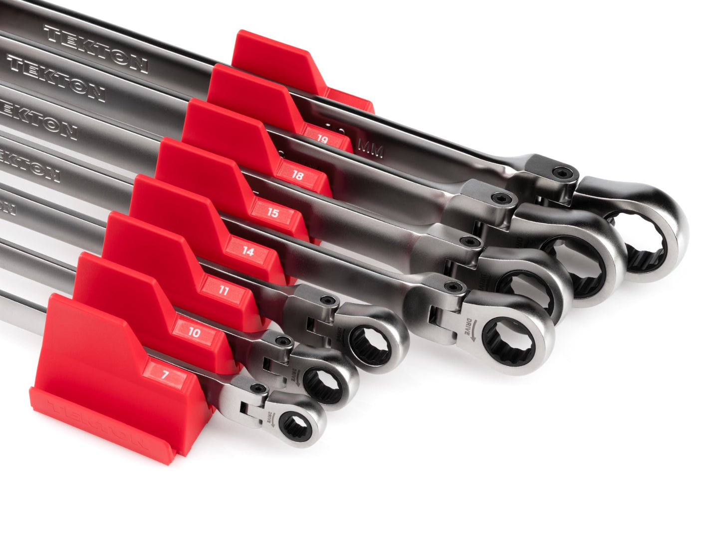 Tekton Long Metric Flex Head Ratcheting Box End Wrench Set (6-19 mm) WRB96301