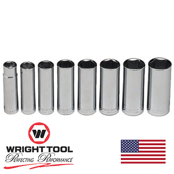 8 Pc 6 Point Deep Wright #410 Socket Set 1/2-15/16" (410WR)