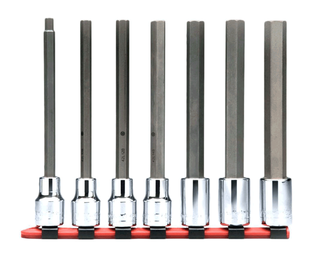 3/8" Drive 7 Piece Hex Bit Socket Set - Long Length (316WR)