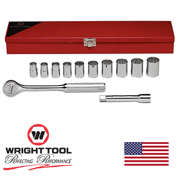 Wright Tool #418 12-Piece 12-Point Standard Socket Set (418WR)
