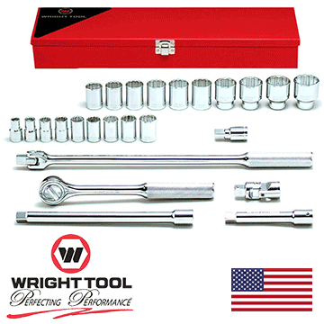 Wright Tool #424 25-Piece 12-Point Standard Socket Set (424WR)