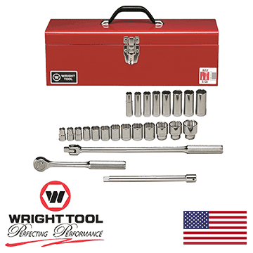 Wright Tool 425 12 Point Standard and Deep Socket Set, 25-Piece (425WR)