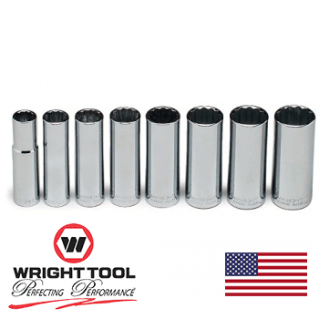 1/2" Dr. Wright #409 8 Pc. 12 Pt. Deep Socket Set 1/2-15/16  (409WR)