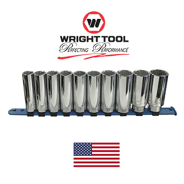 1/2" Dr. Wright Socket Set #473 10 Pc. 12 Pt. Deep Metric 16-26MM (473WR)