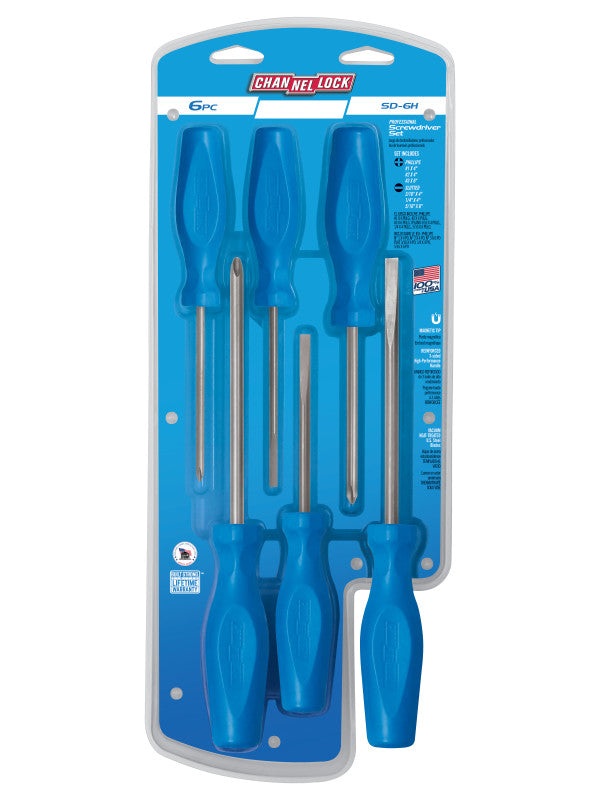 Channellock 6pc Standard US-Made Hard-Handled Screwdriver Set (SD-6H)